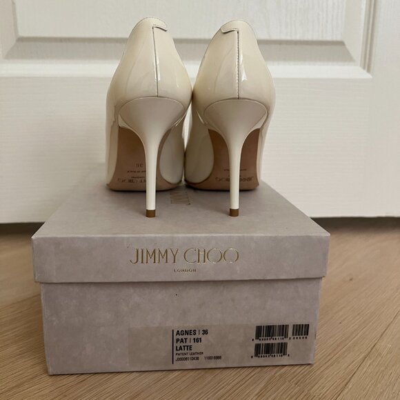 Jimmy Choo Patent Leather Pointy Toe Pumps, size 6 (IT 36), Ivory White - Picture 3 of 4